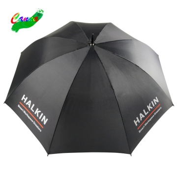 Manual de 62 polegadas aberto logotipo personalizado stand Black Golf Umbrella